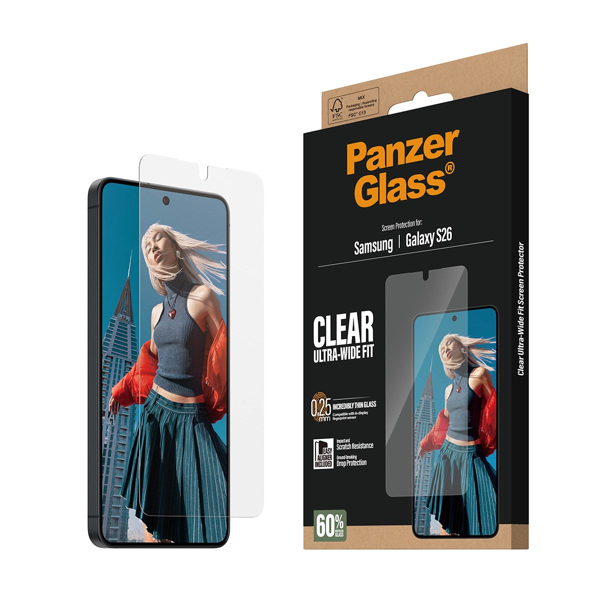 PanzerGlass® Skærmbeskyttelse Samsung Galaxy S26 | Ultra-Wide Fit m. EasyAligner